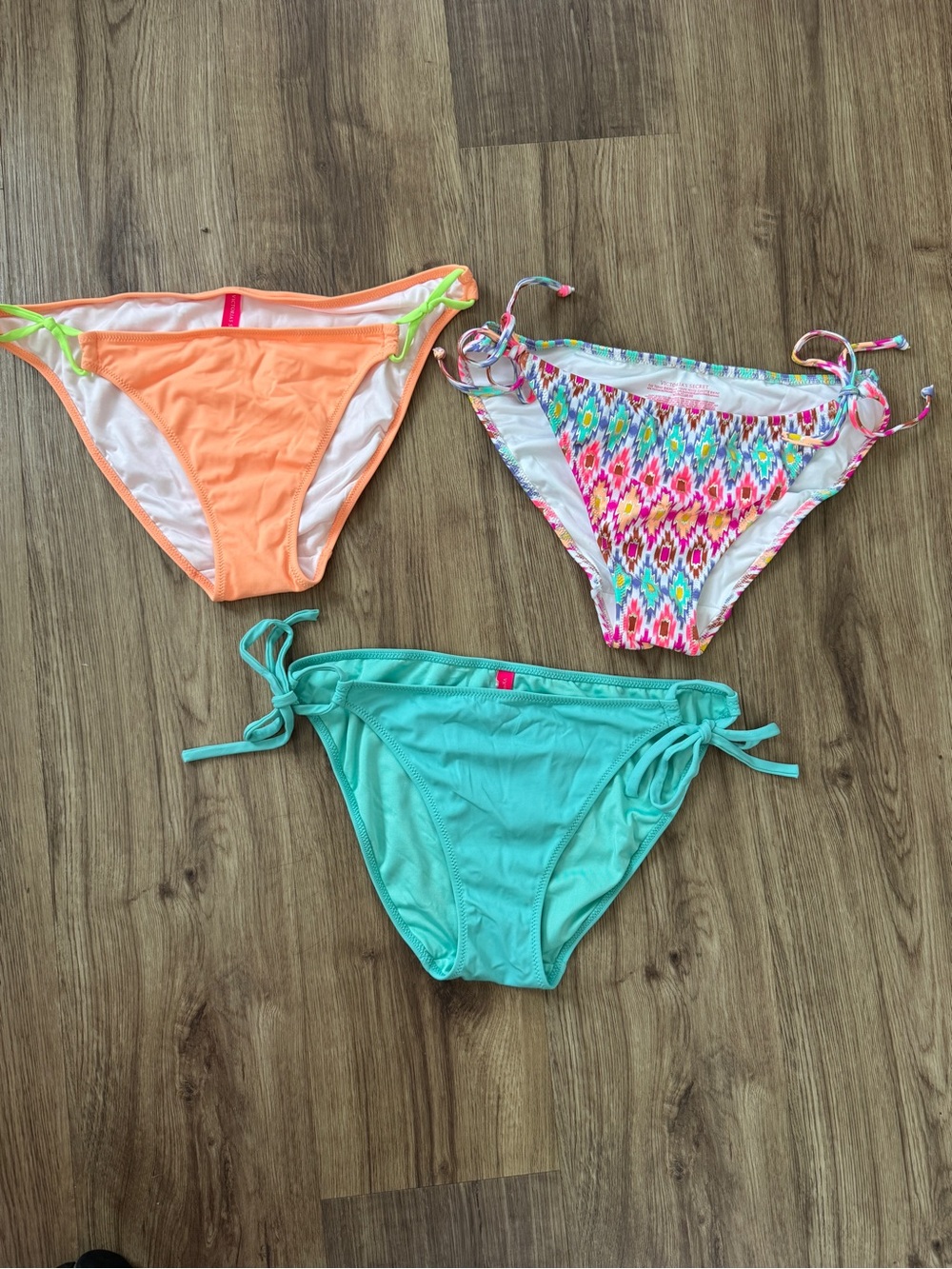 Three Bikini Bottoms bundle- Peach, Turquoise & Multicolor Ikat